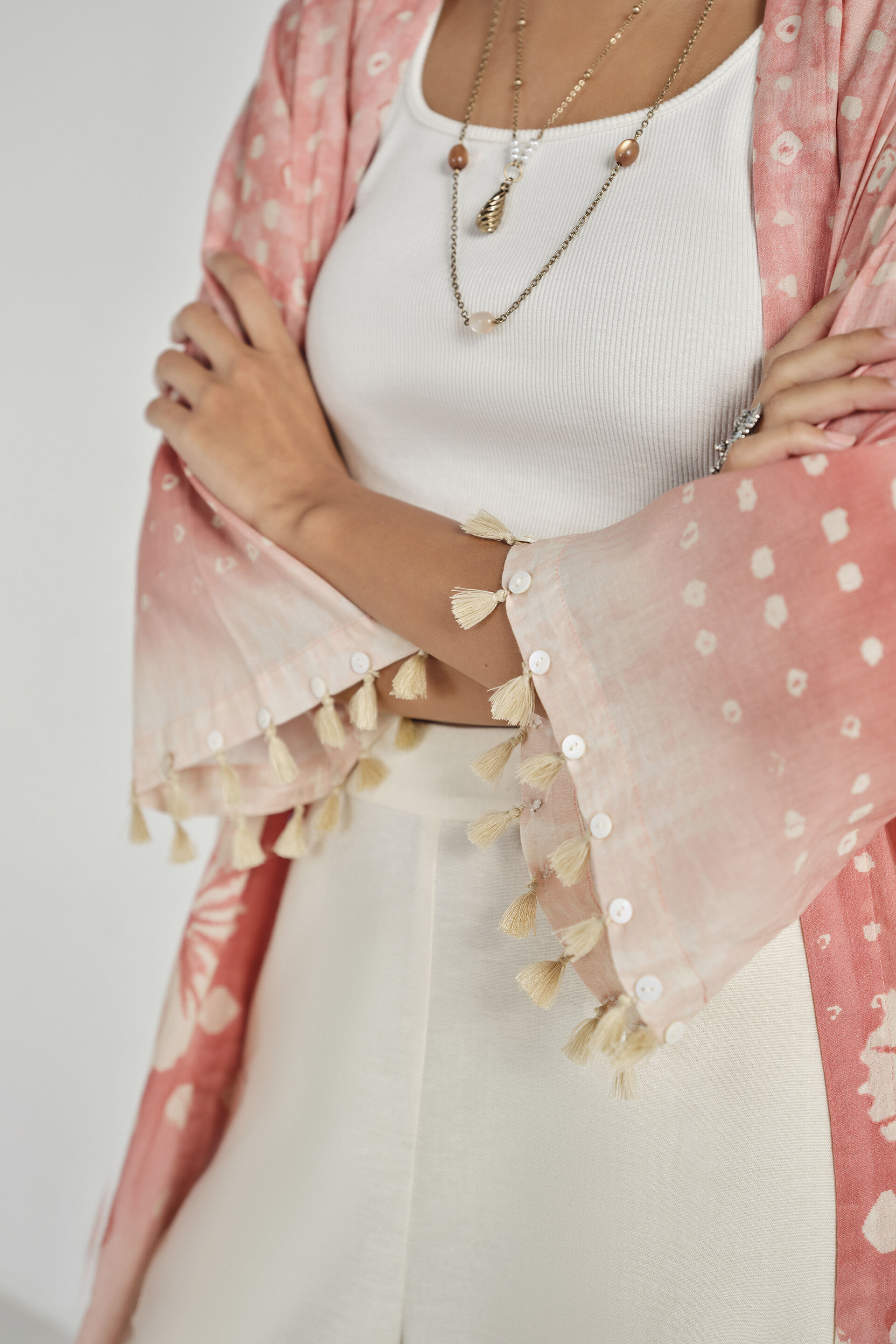 Pink Embroidered Long Shrug, Pink, image 2